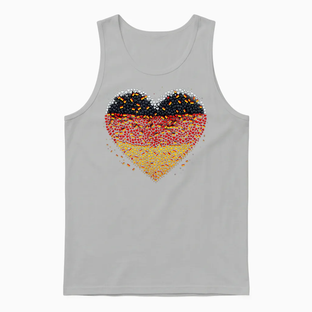 Banner Heart Germany Flag German Fan T-Shirt, Black Unisex Tank Top in Ash