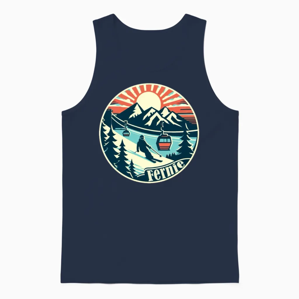 Fernie, Canada - Winter Sports and Ski Vacation Unisex Tank Top in Navy
