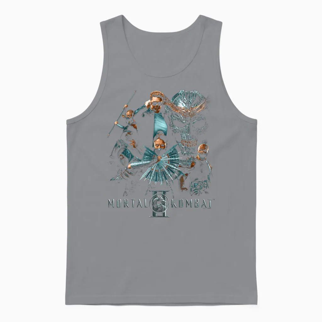 Mortal Kombat 2 Duotone Fighters Unisex Tank Top in Sport Grey