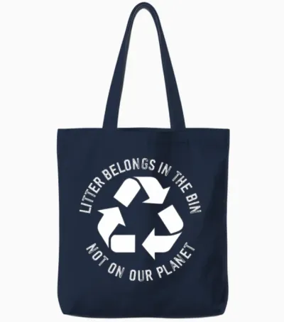 No Littering Anti Littering Earth Day Tote Bags - Navy