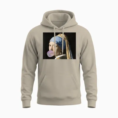 Fine Arts Vermeer Mädchen Mit Kaugummi Für Eine Kunsthacke Unisex Hoodie - Sand