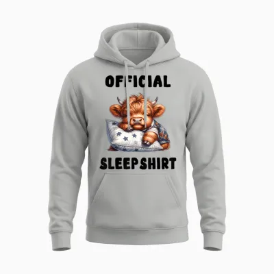 Highland Cow - Official Sleepshirt Pajamas Nightgown Unisex Hoodie - Ash