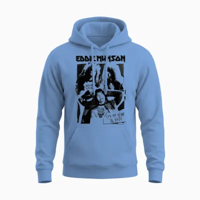 Stranger Things Eddie Munson Hellfire Club T-Shirt, White, S Unisex Hoodie - Carolina Blue