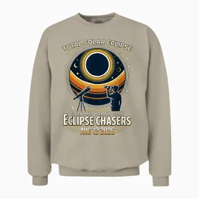 Eclipse Chaser éclipse Solaire 2026 Islande Espagne Unisex Sweatshirt - Sand