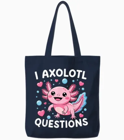 Kids Funny I Axolotl Questions Graphic Tote Bags - Navy