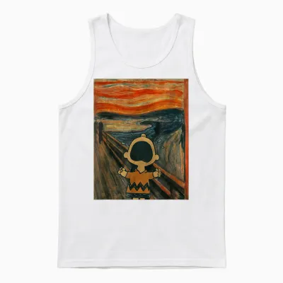 Peanuts Charlie Brown Scream Artsy Unisex Tank Top - White