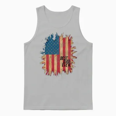 Father's Day Usa American Flag Best Dad Ever Unisex Tank Top - Ash