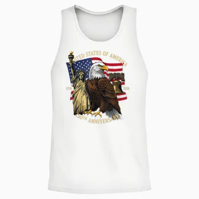250 Years 1776-2026 250th Birthday Eagle Liberty Bell Unisex Tank Top - White