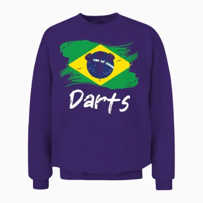 Darts Brasil Flag Dart Throwing Country Unisex Sweatshirt - Purple