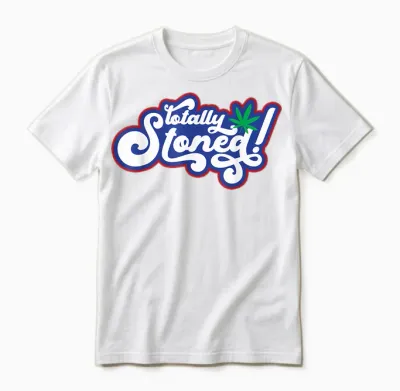 Retro Totally Stoned 420 Weed Marijuana T-Shirt, Black, S Unisex T-Shirt - White