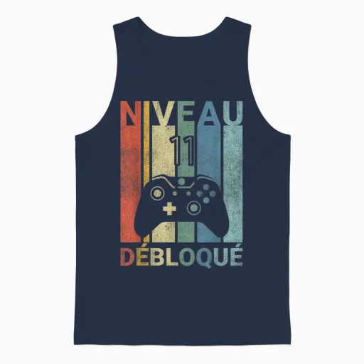 Level 11 Years Birthday Gamer 2014 Vintage Humor Unisex Tank Top - Navy