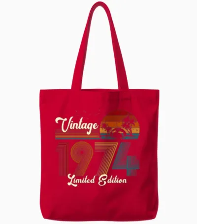 Vintage 1974 Limited Edition 51st Birthday Tote Bags - Red