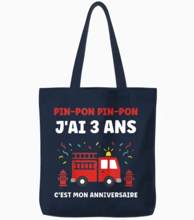 Enfant Humour Enfant 3 Ans Camion Pompier Garçon Anniversaire 3 Ans Tote Bags - Navy