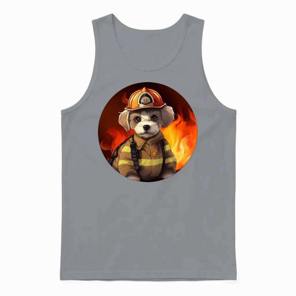 Dogs Firefighter / Fireman Dog Unisex Tank Top in Sport Grey