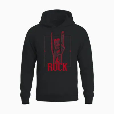 Rock Horns, Rock and Metal Fans, Men, Women and Kids Rock Star Unisex Hoodie - Black
