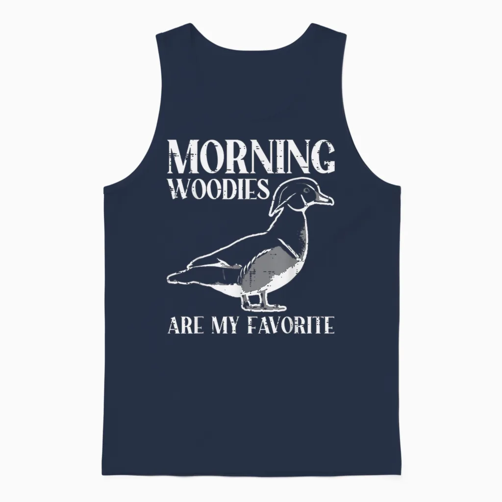 Morning Woody My Favorite Duck Hunting Funny Hunter Men Unisex Tank Top in Navy