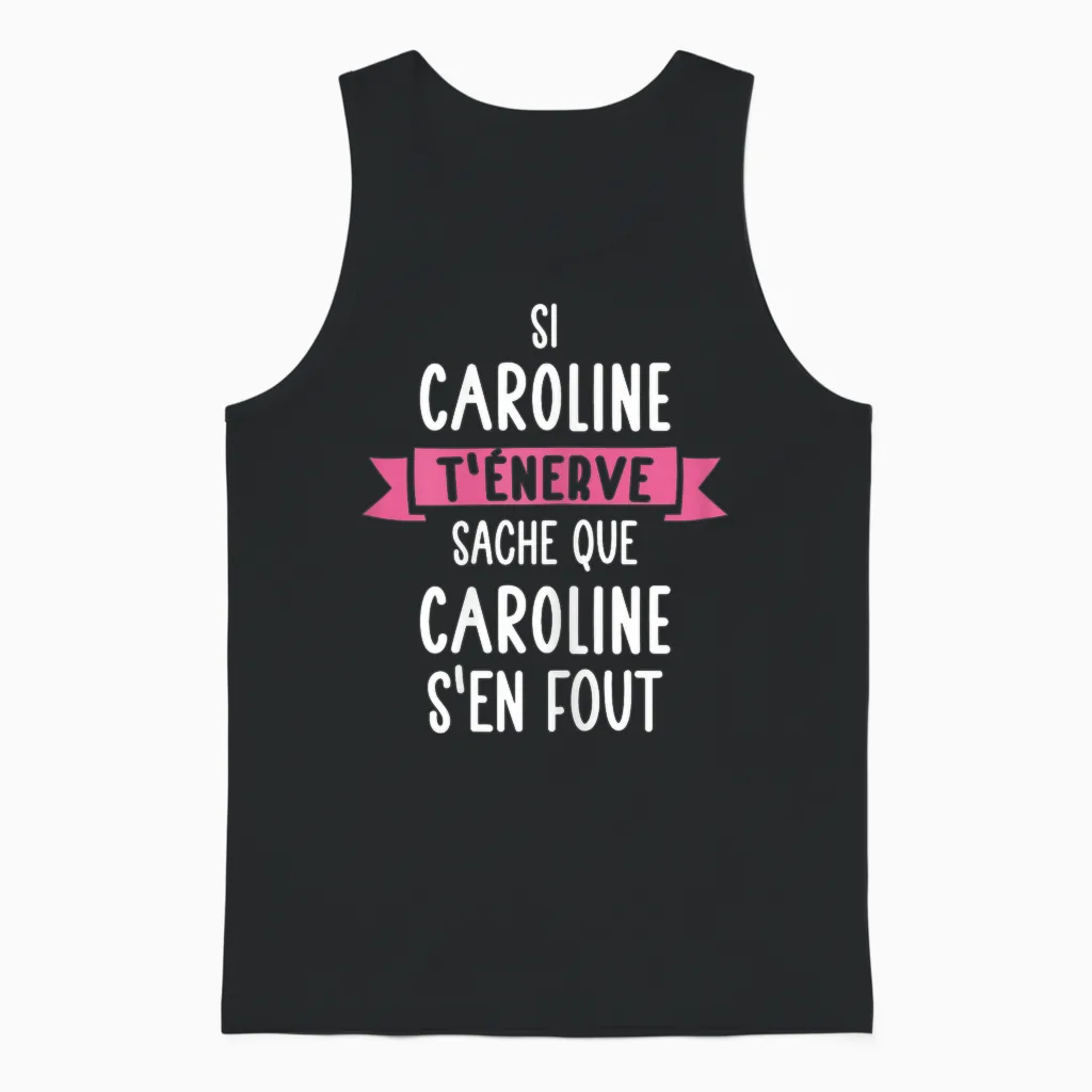Gift Woman Humour Name Personalized Caroline T-Shirt, Black, Female X-Small Unisex Tank Top in Black