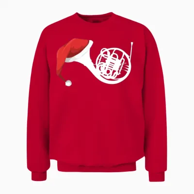 Christmas French Horn Shirt Santa French Horn Unisex Sweatshirt - Red