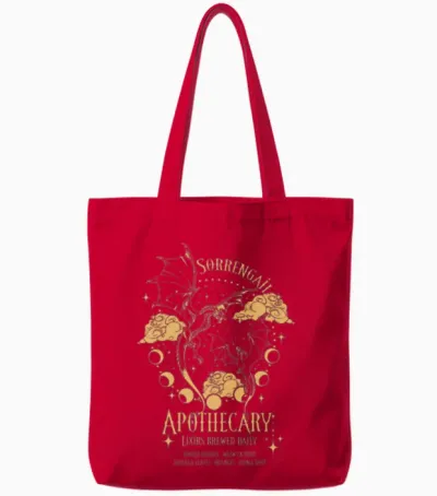 Sorrengail Apothecary | Fourth Wing | Gold Tote Bags - Red