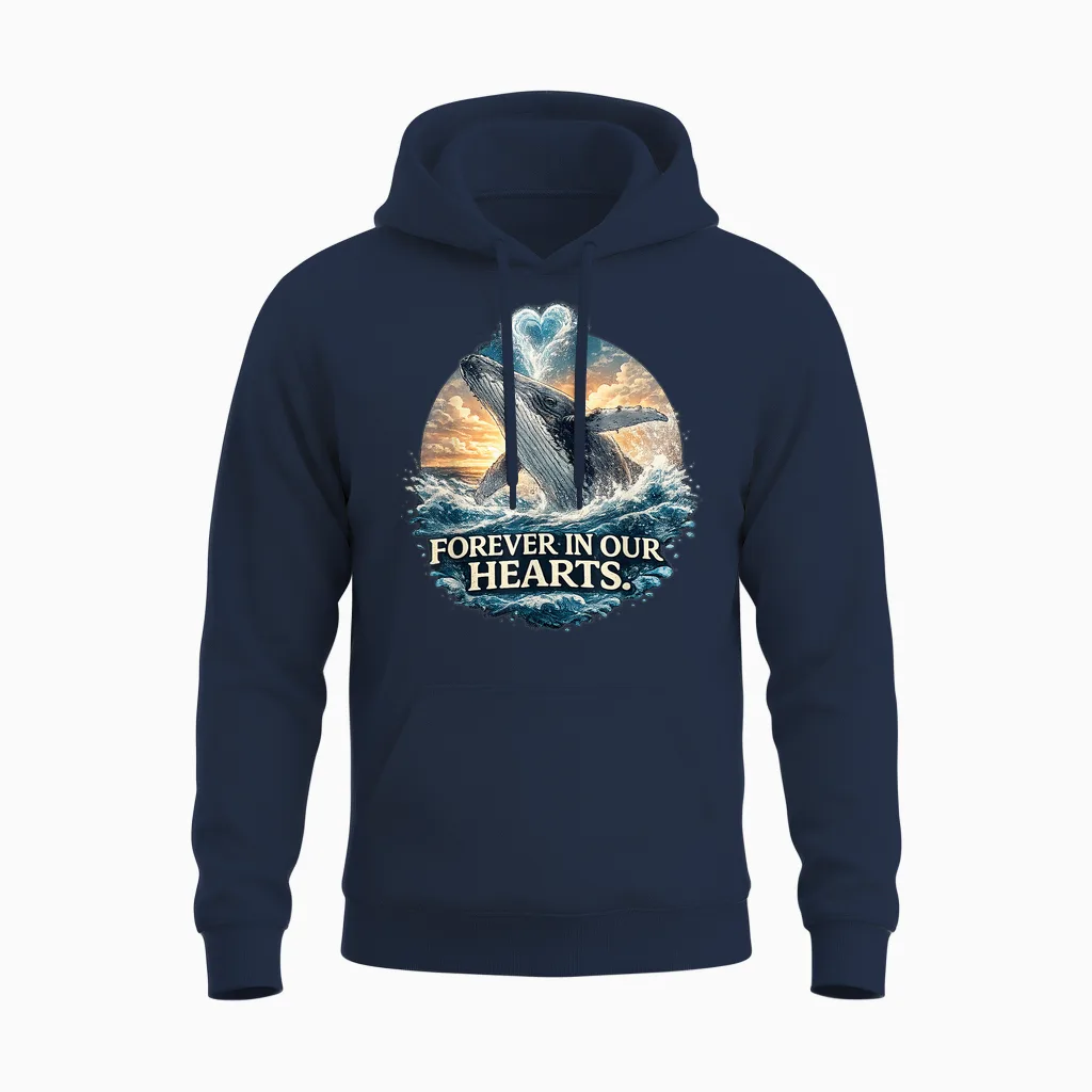 Timmy Wal Ostsee Buckelwal Team Hope Free in Unseren Herzen Unisex Hoodie in Navy