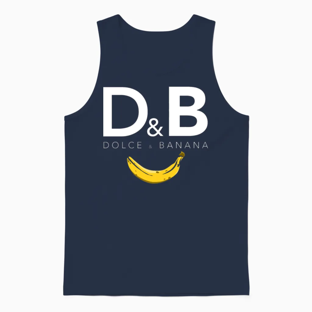 Dolce and Banana Funny Vegan Unisex Tank Top in Navy