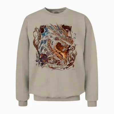Beautiful Vintage Dragon Lover Fantasy Art Cool Illustration Unisex Sweatshirt - Sand