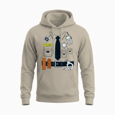 German Police Uniform Policeman Fancy Dress Police Costume T-Shirt, Blue Unisex Hoodie - Sand