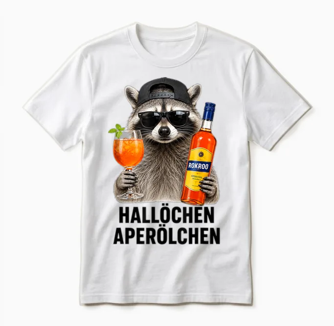 WaschbÀr Aperitif Hallöchen Aperölchen - Lustiges WaschbÀr Unisex T-Shirt in White