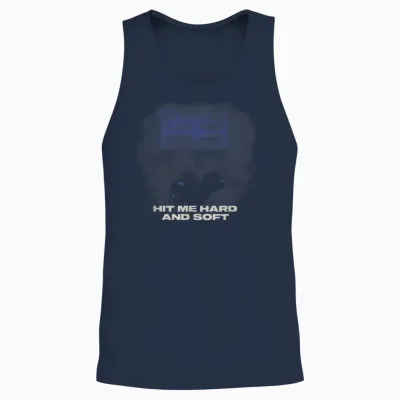 Official Billie Eilish Hit Me Hard and Soft Blue Photo Unisex Tank Top - Navy