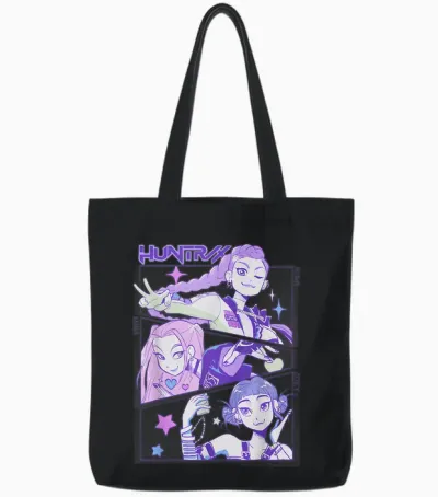 Kpop Demon Hunters Anime Huntrix Huntr/x Tote Bags - Black