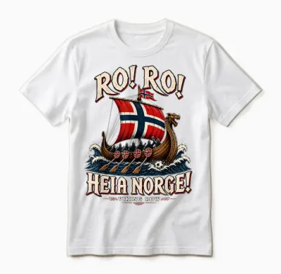 Ro Ro Heia Norge Viking Row Norwegian Soccer Fan Unisex T-Shirt - White