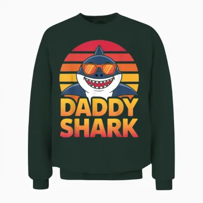 Daddy Shark Retro Sunglasses for Father's Day Unisex Sweatshirt - Forest