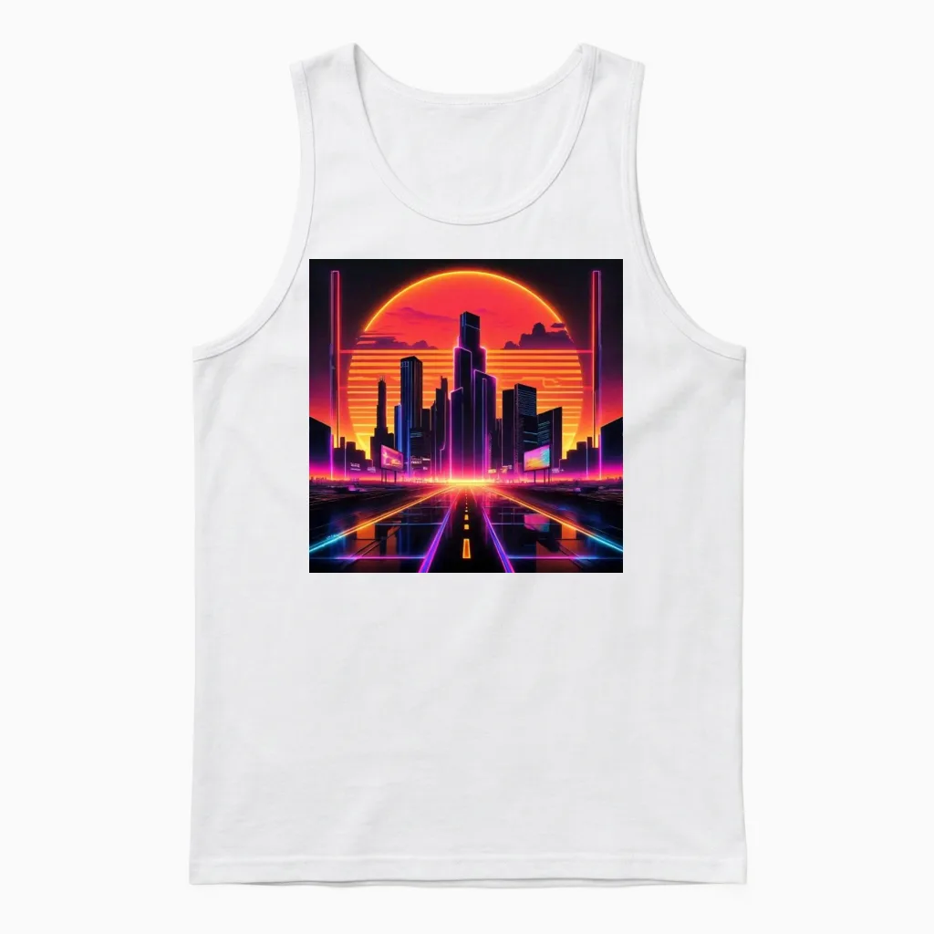 Retro City Sh Unisex Tank Top in White