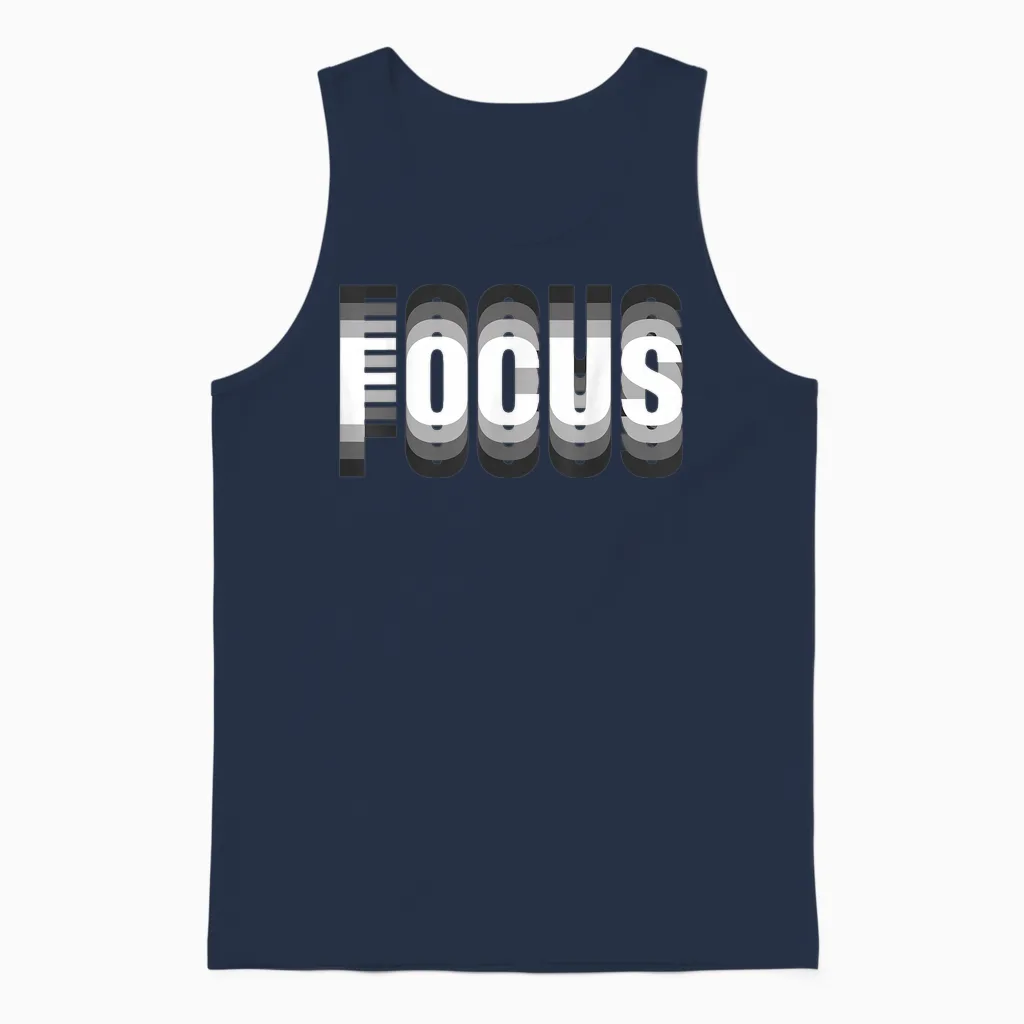 Focus Cool Trippy Optical Illusion T-Shirt, Black Unisex Tank Top in Navy