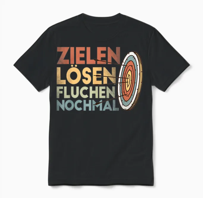 Bogenschiessen Bogensport Zubehör Pfeil Und Bogen Zielscheibe Bogensport Archer Bogenschütze Bogenschießen T-Shirt Für Damen Und Herren, Schwarz, Unisex, Vintage, Kurzarm, Klein Unisex T-Shirt in Black