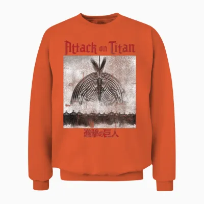 Attack on Titan Season 4 the Rumbling T-Shirt, Black Unisex Sweatshirt - Orange