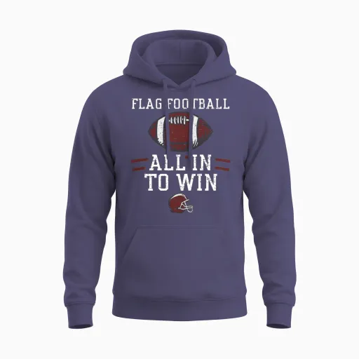 Flag Football All in to Win Unisex Hoodie in Heather Sport Dark Navy