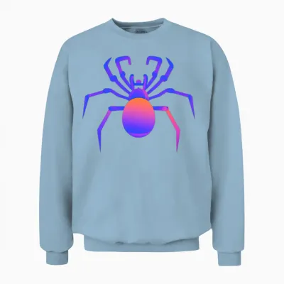 Spider Halloween Retro Colorful Unisex Sweatshirt - Light Blue