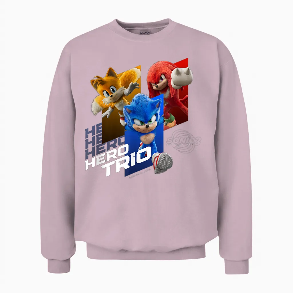 Sonic the Hedgehog 3 - "hero Trio Unisex Sweatshirt in Light Pink