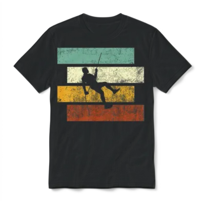 Climbing Retro Unisex T-Shirt - Black