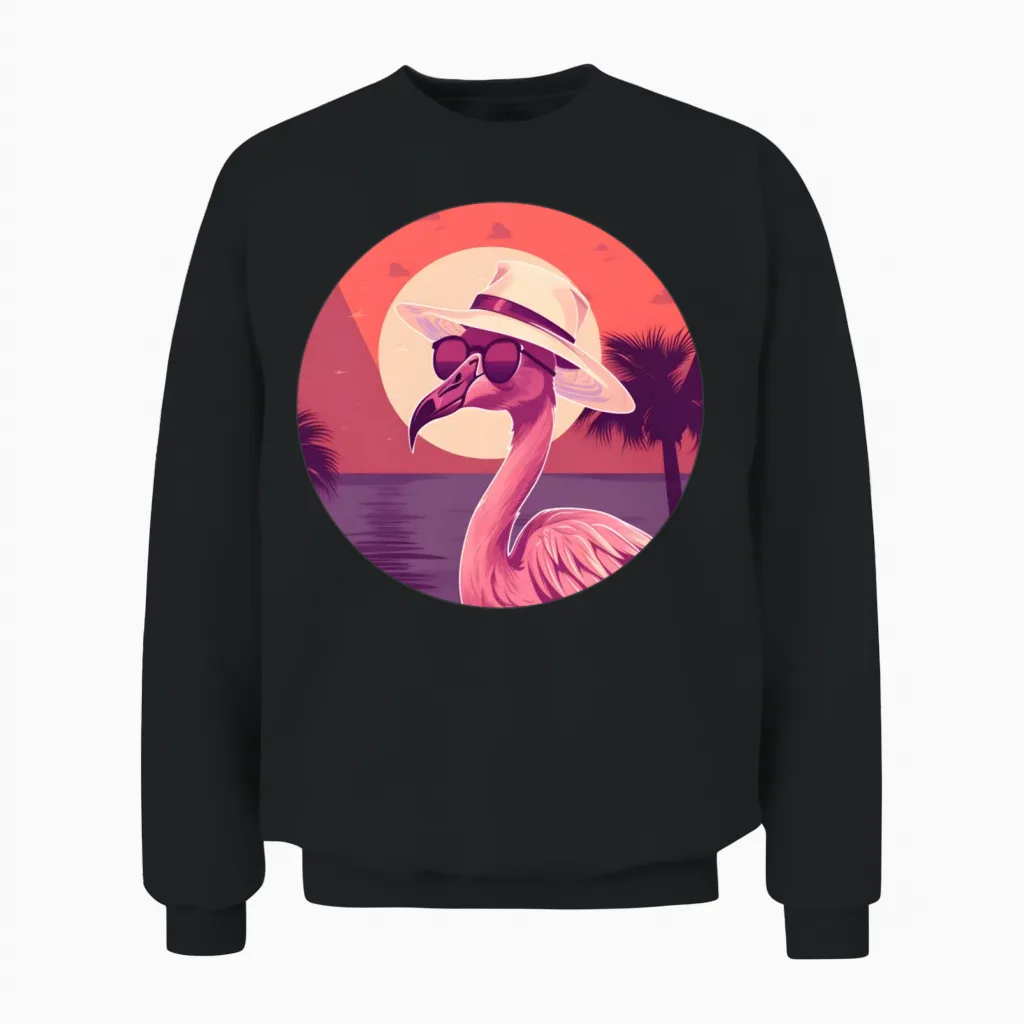 Style Flamingo Lovers Retro Unisex Sweatshirt - Black