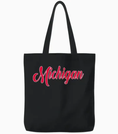 Michigan Retro Throwback Design Tote Bags - Black