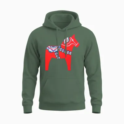 Dalarna Horse Unisex Hoodie - Military Green