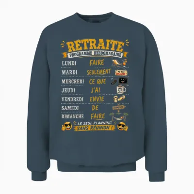 Cadeau Retraité Homme Drole Retraite Programme Hebdomadaire Unisex Sweatshirt - Dark Heather