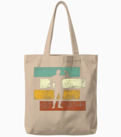 Body Building Retro Tote Bags - Natural