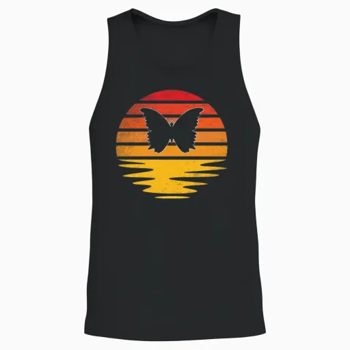 Butterfly Retro Unisex Tank Top - Black