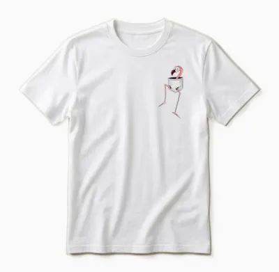 For Flamingo-Lovers L Fancy Pink Flamingo in a Pocket Unisex T-Shirt - White
