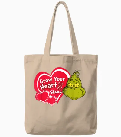 Dr. Seuss Grinch Grow Your Heart Tote Bags - Natural