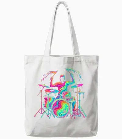 Drummer Man Child Boy Tote Bags - White