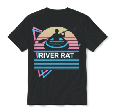 Funny Kayak Kayaking Retro Unisex T-Shirt - Black